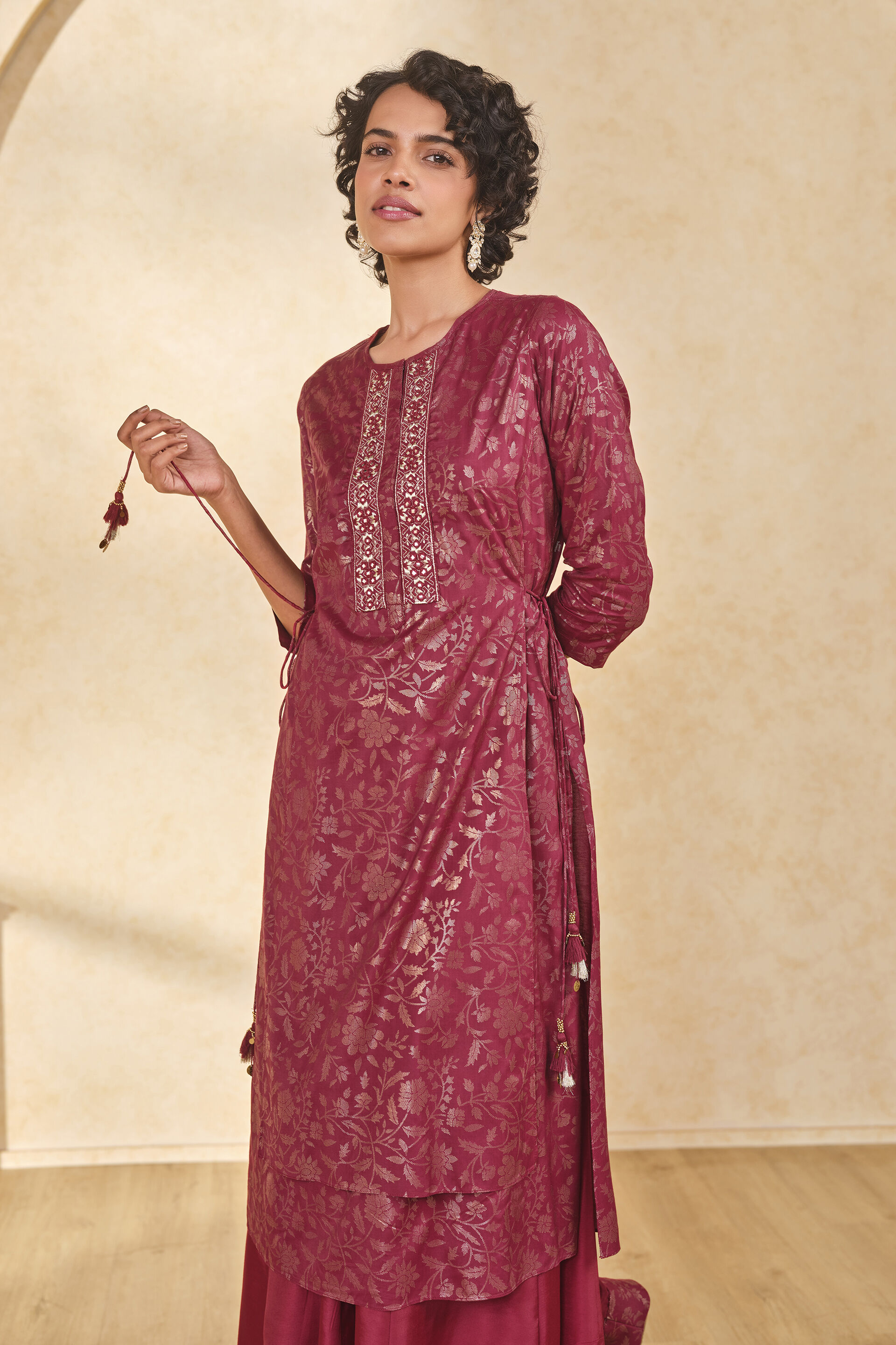 Maroon Kurta Set, Maroon, image 5